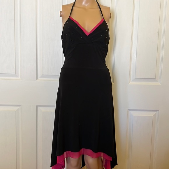 StudioY black /pink hater prom/cocktail dress w rhinestone bodice szM - Picture 1 of 4